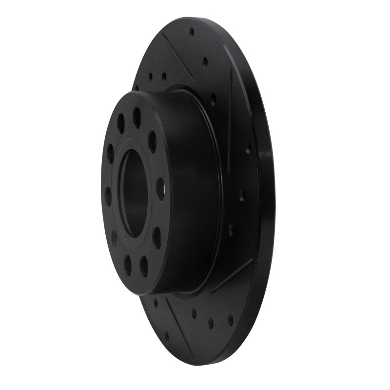 Audi A3 Brake Rotor (1) - Rear Right - R1 Concepts - Drilled & Slotted - Black - `05-`13